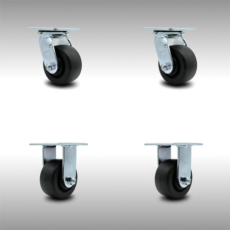 Service Caster 4 Inch SS Polyolefin Caster Set with Roller Bearings 2 Swivel 2 Rigid SCC SCC-SS30S420-POR-2-R-2